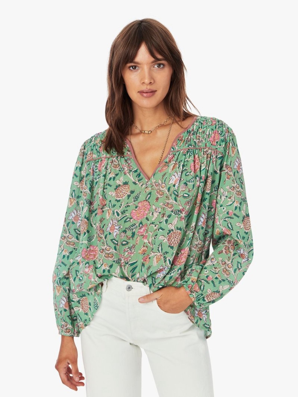 XiRENA Emryn Floral Top in Jade, Size Small!